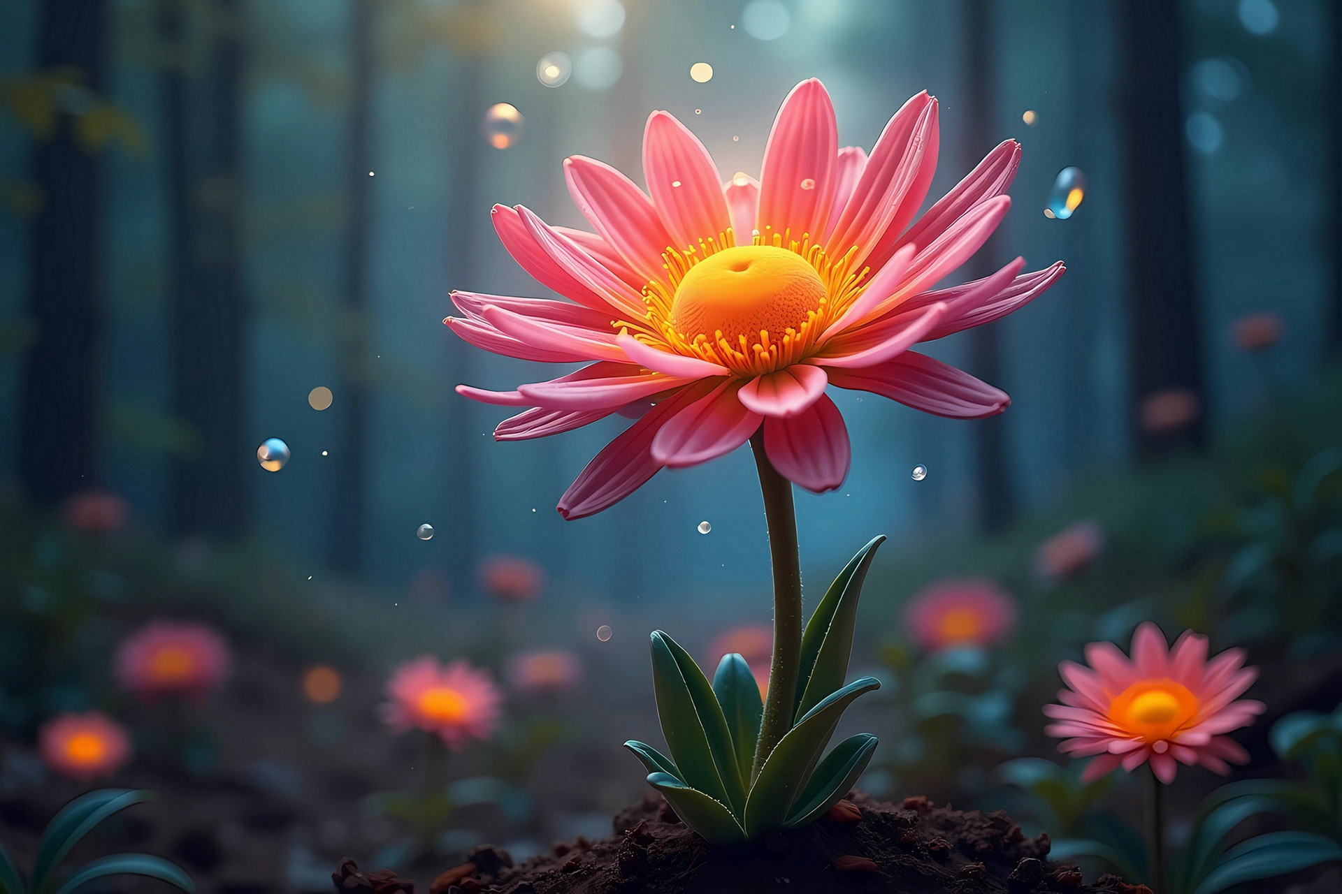 Bonita flor en medio del bosque