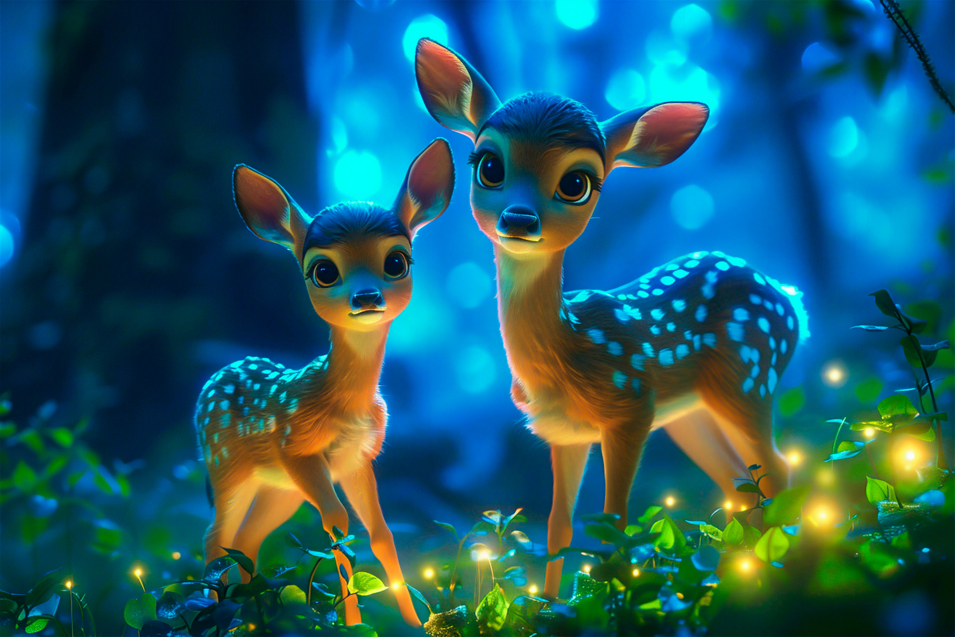 Cervatillos en la noche