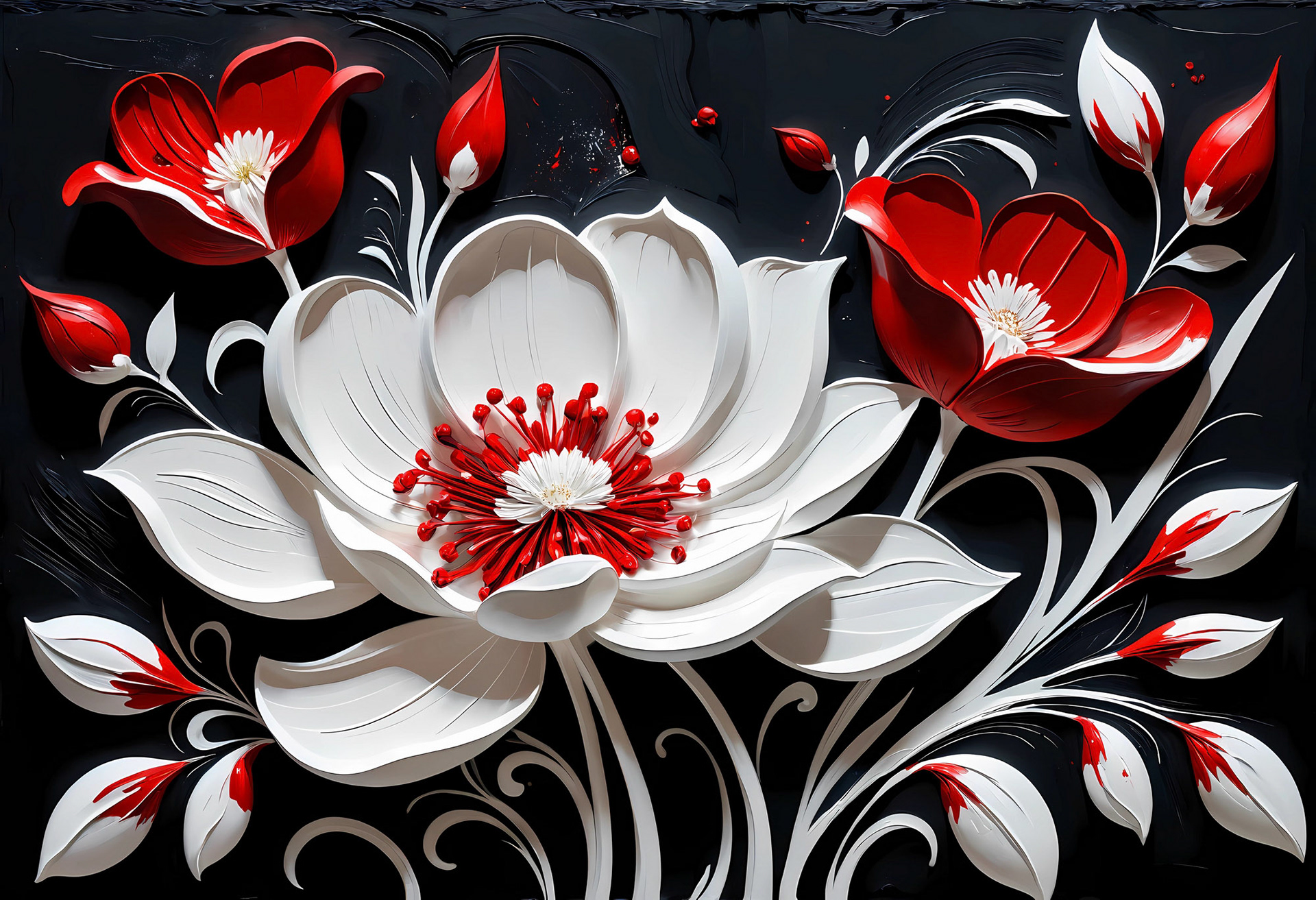 Flores sobre fondo oscuro