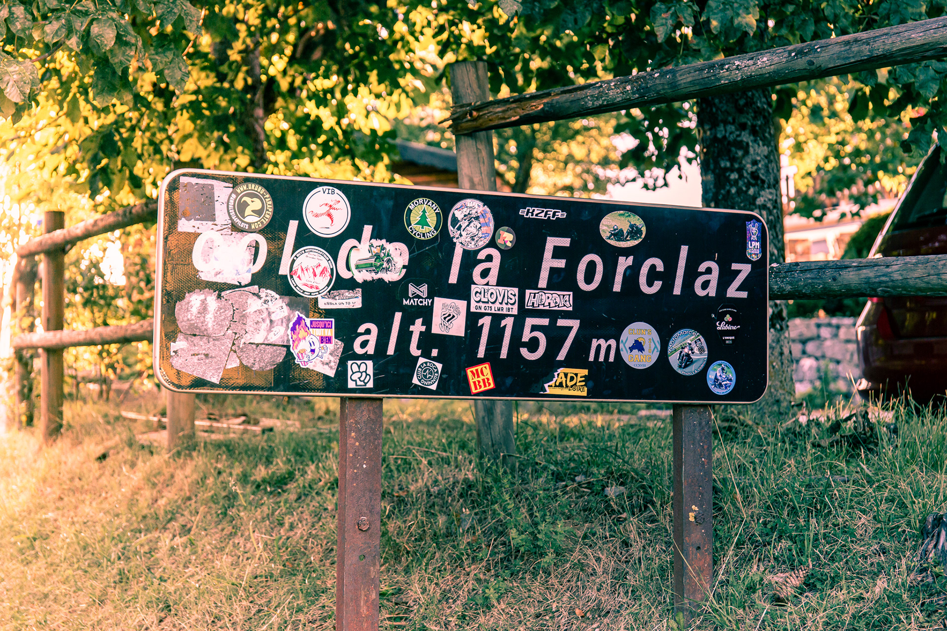 Famous place-name sign of Col de la Forclaz.