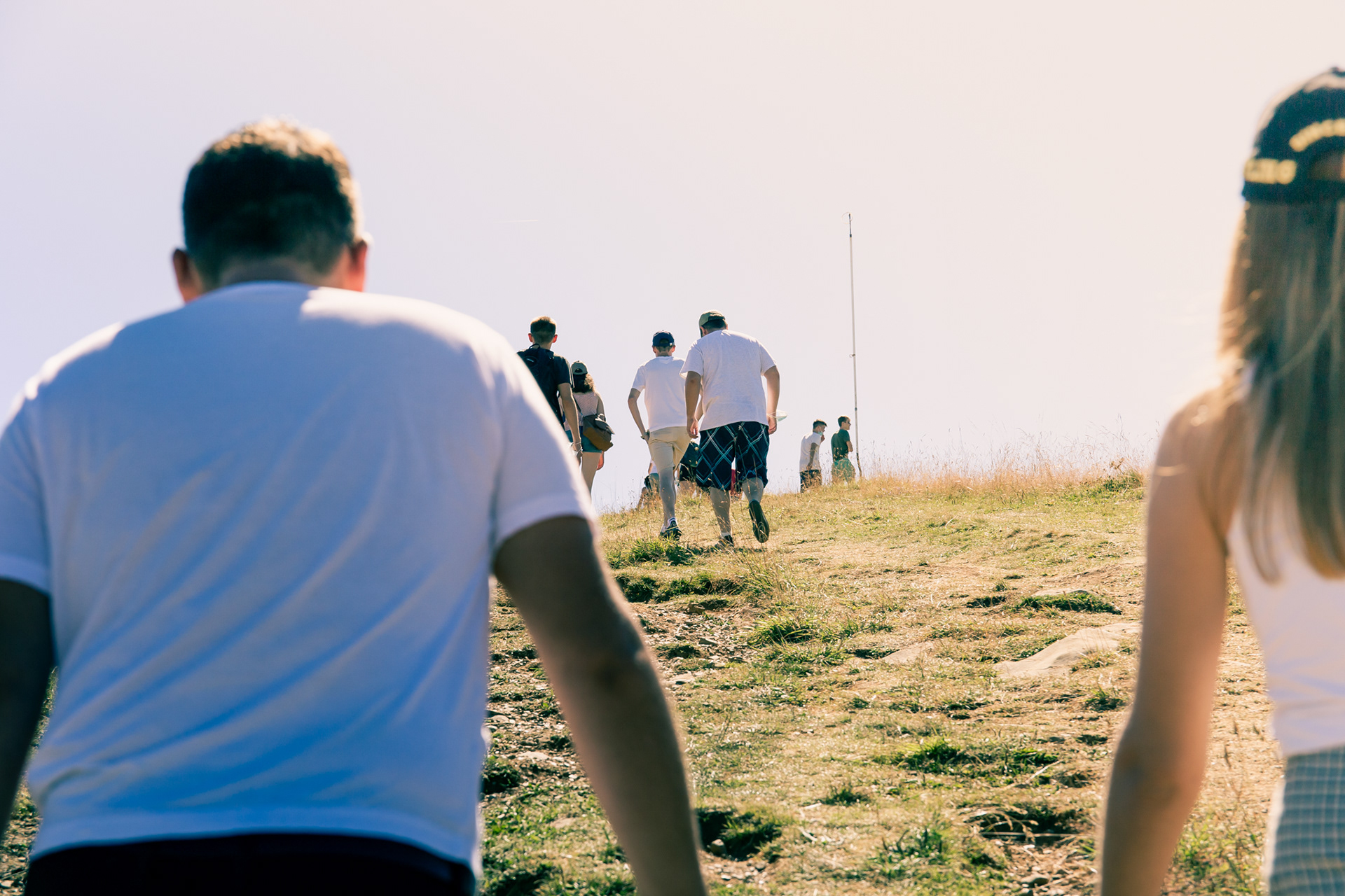 Tramping to the mountain top.