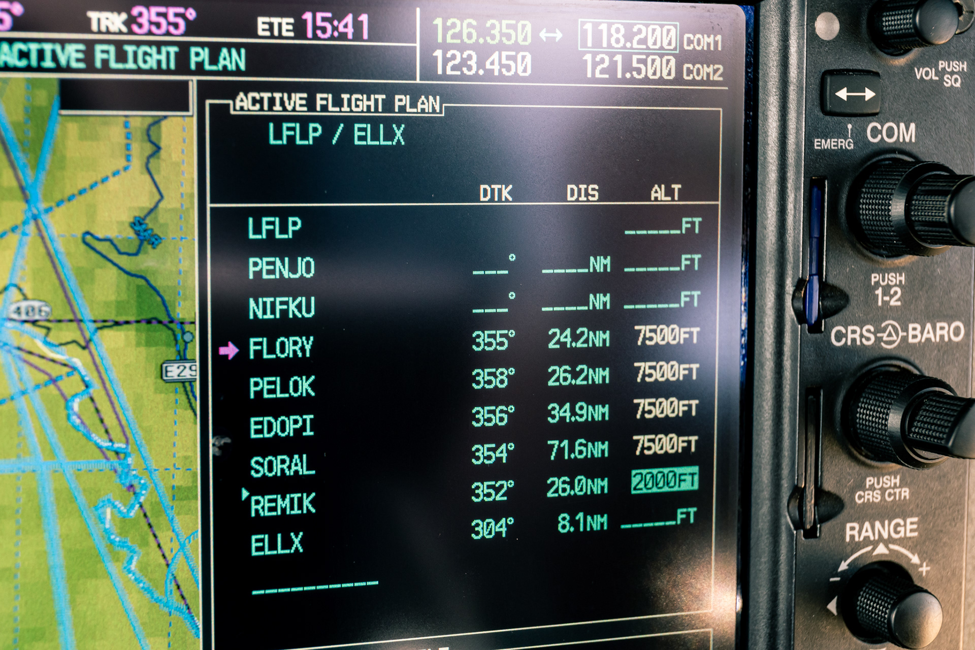 Our active flightplan in the G1000.