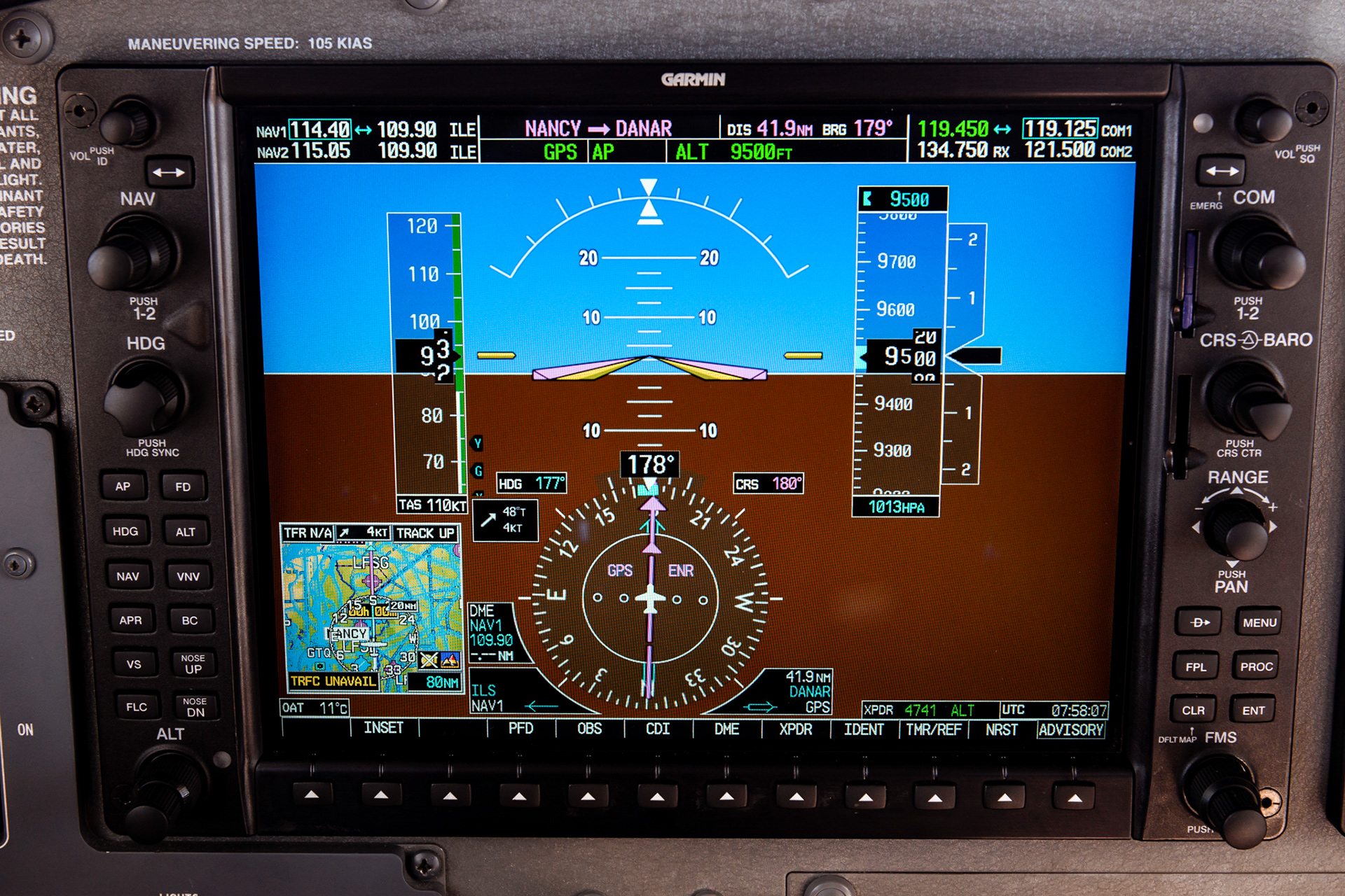 Constantly monitoring all relavant flight data. The engine parameters are shown on the MFD on the G1000 in standard configuration.