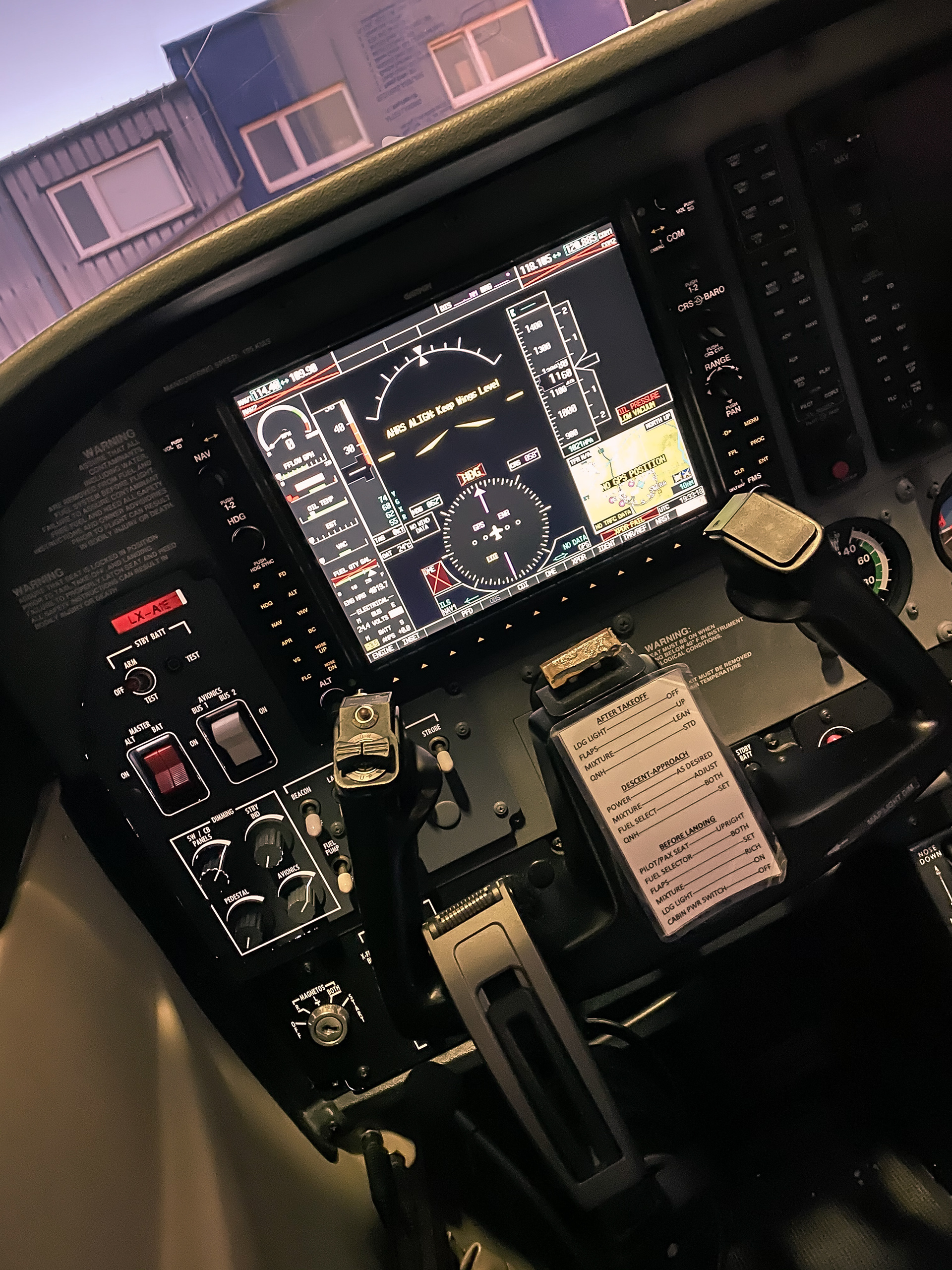 Thoroughly checking the G1000 and the Skyhawk's avionics.