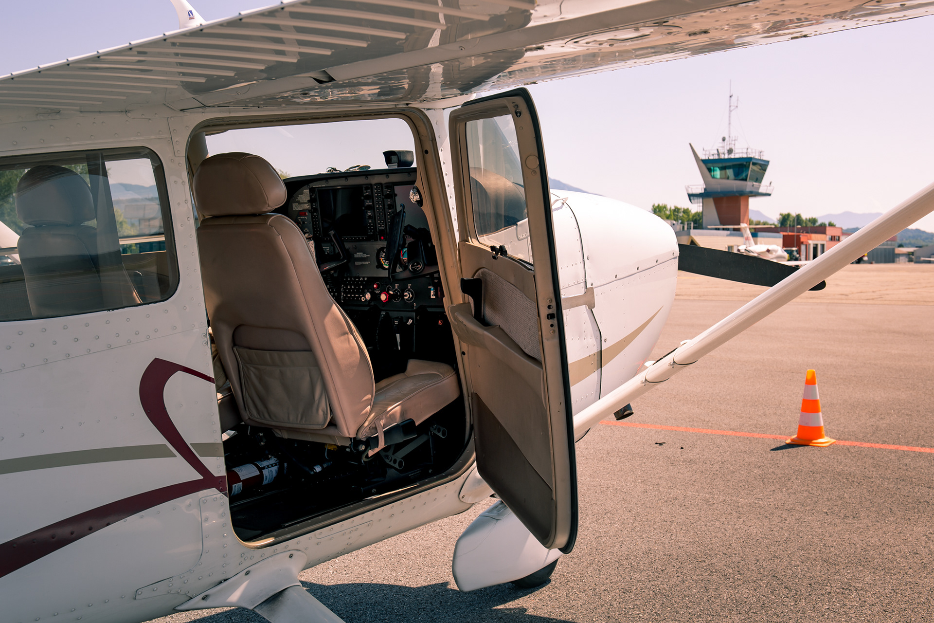 Annecy tower together with our Cessna 172SP.