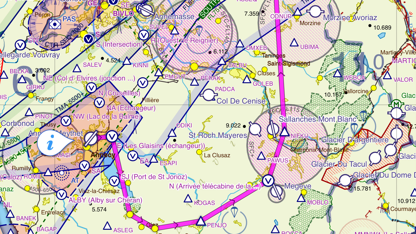 The route throught the Alps.