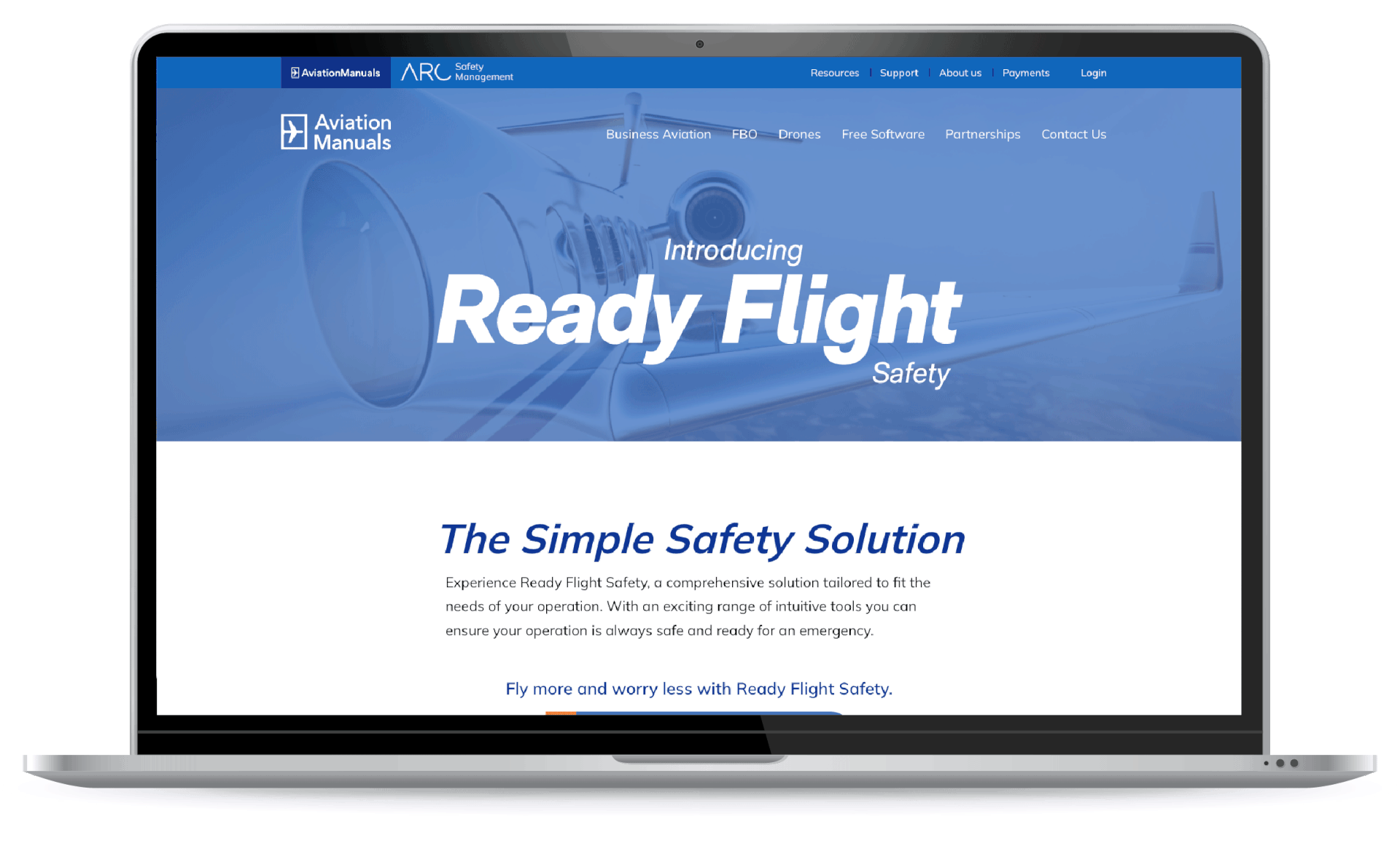 Aviation Manuals Ready Flight landing pages desktop