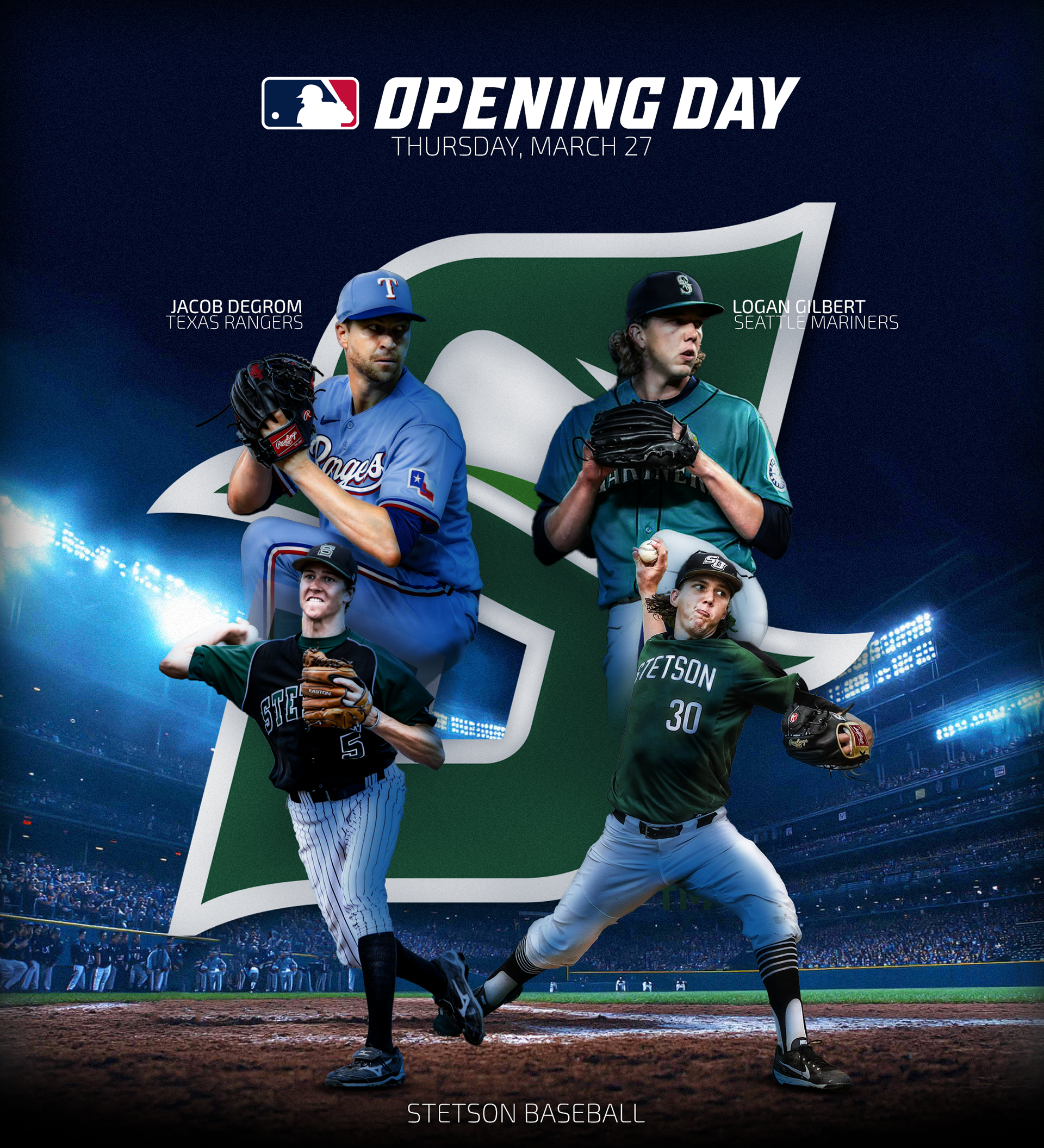 MLB Opening day graphic for Stetson Baseball