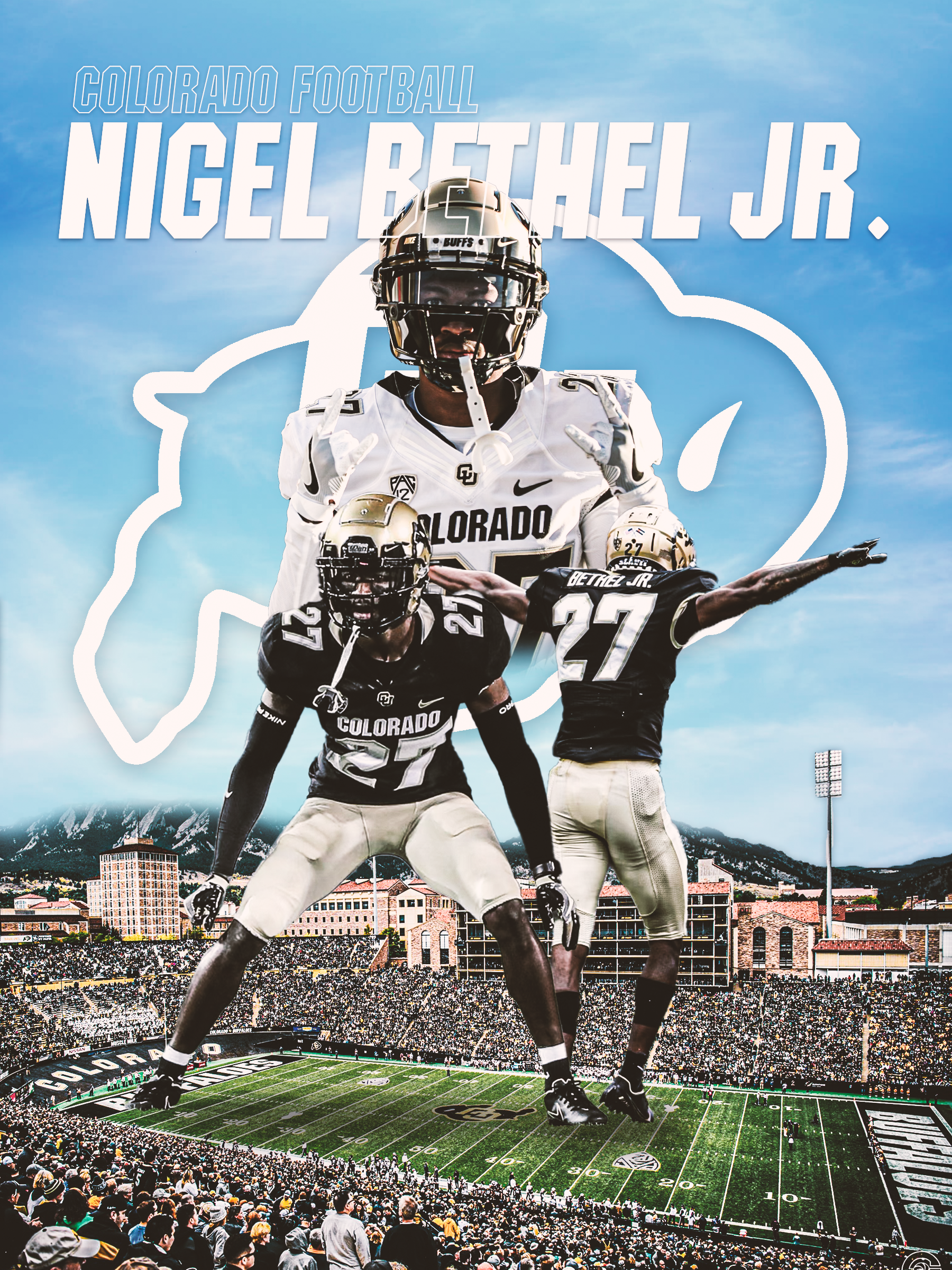 Design for Nigel Bethel Jr. - Colorado Football Defensive Back - 18x24 in.