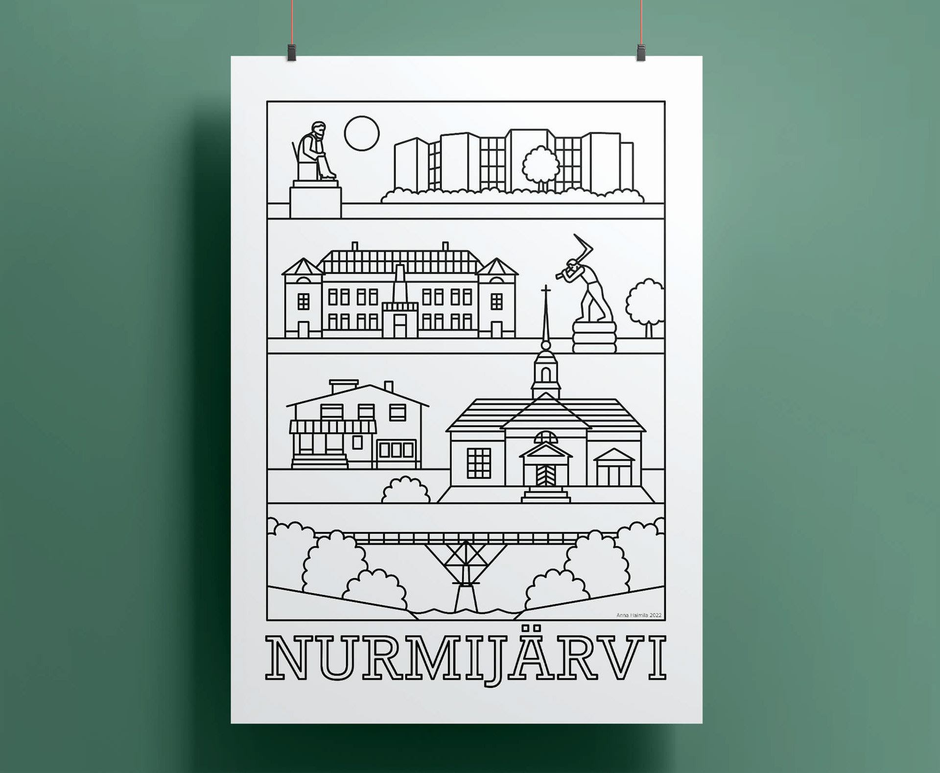 Nurmijärvi nähtävyydet juliste Anna Haimila Graphics