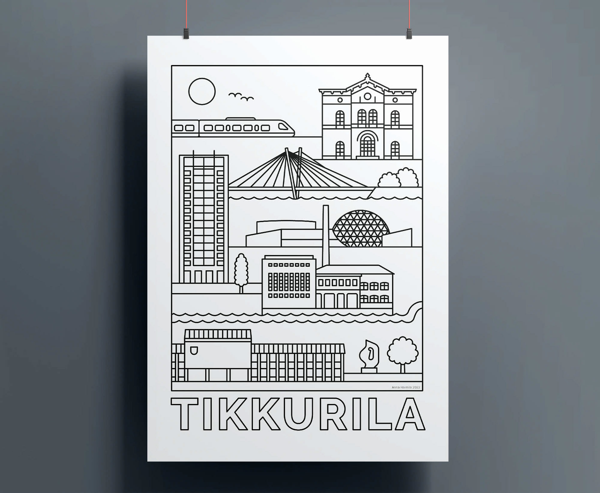 Tikkurila nähtävyydet juliste Anna Haimila Graphics