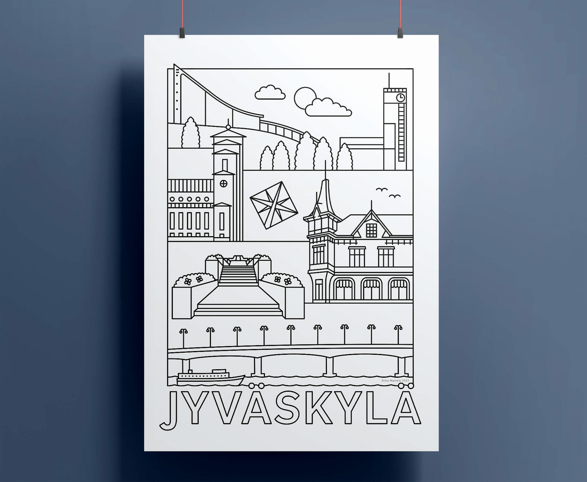 Jyväskylä nähtävyydet juliste Anna Haimila Graphics