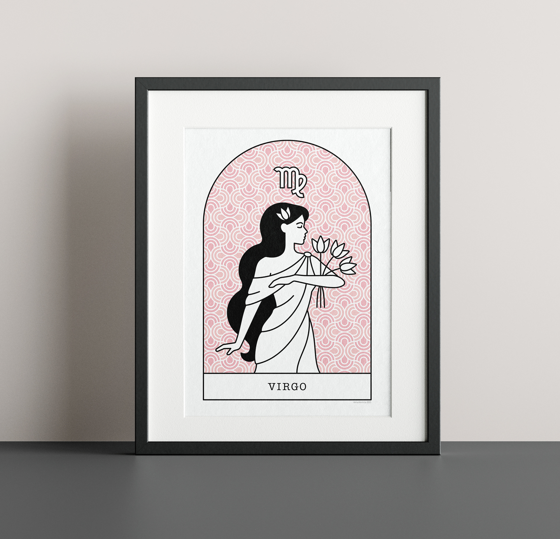 Neitsyt Virgo horoskooppijuliste Anna Haimila Graphics