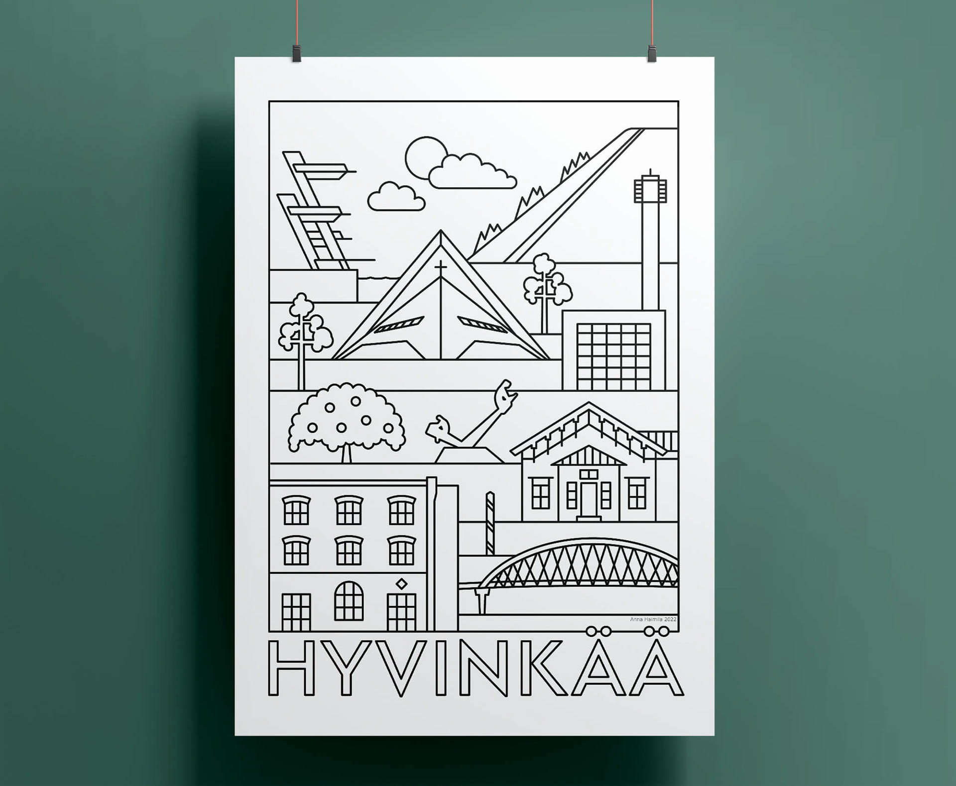 Hyvinkää nähtävyydet juliste Anna Haimila Graphics