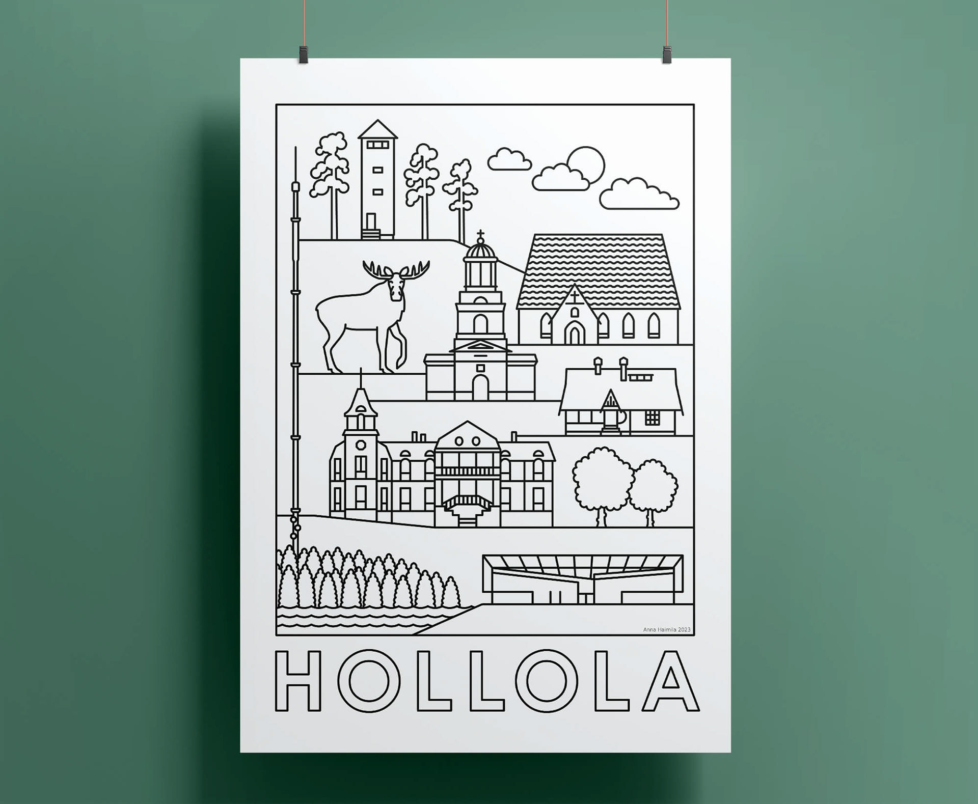 Hollola nähtävyydet juliste Anna Haimila Graphics