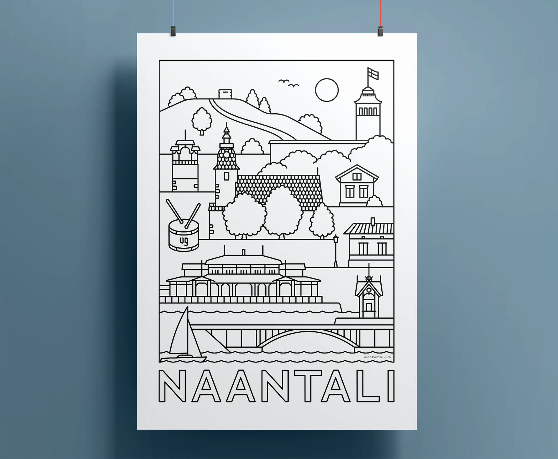 Naantali nähtävyydet juliste Anna Haimila Graphics