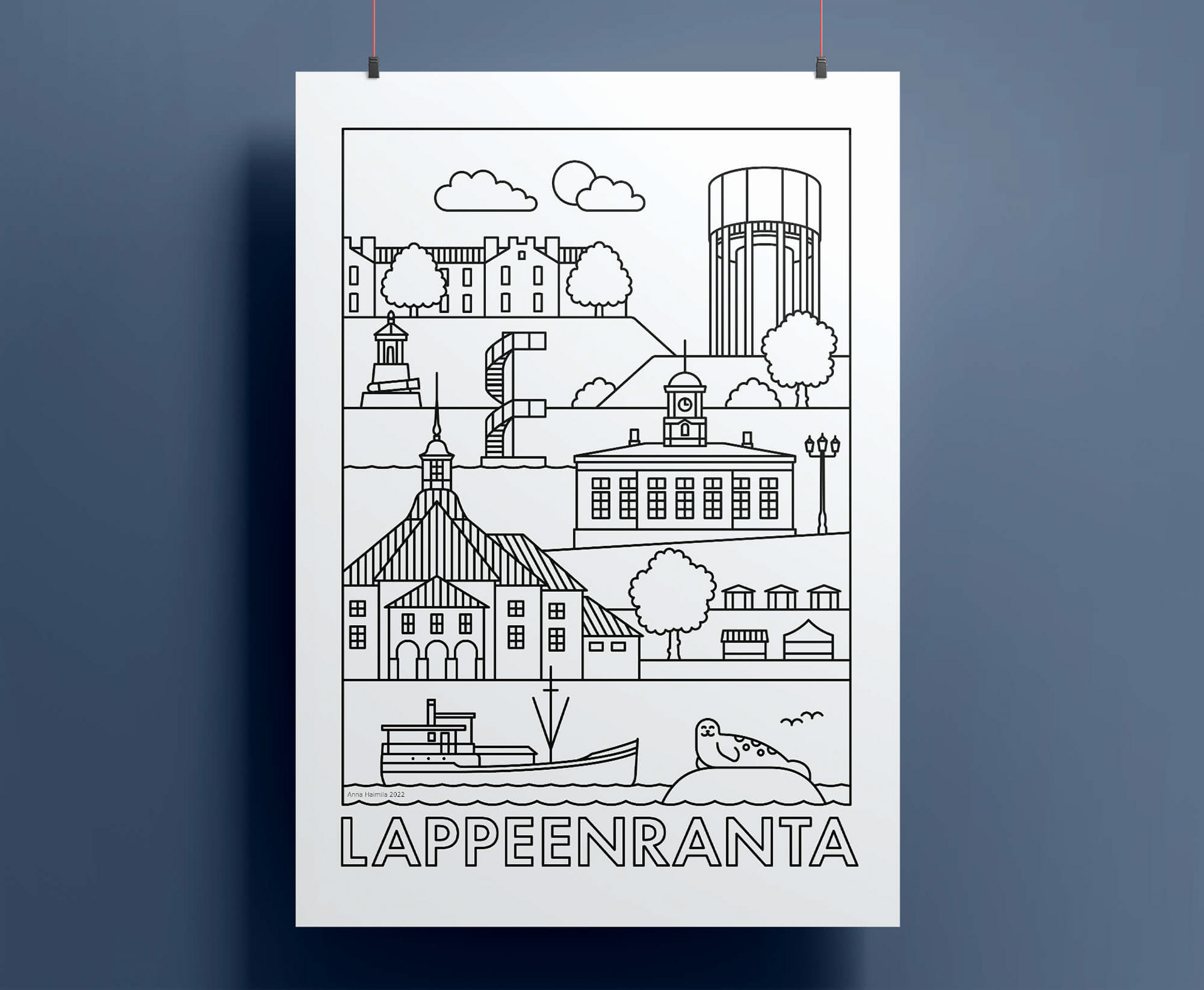Lappeenranta nähtävyydet juliste Anna Haimila Graphics