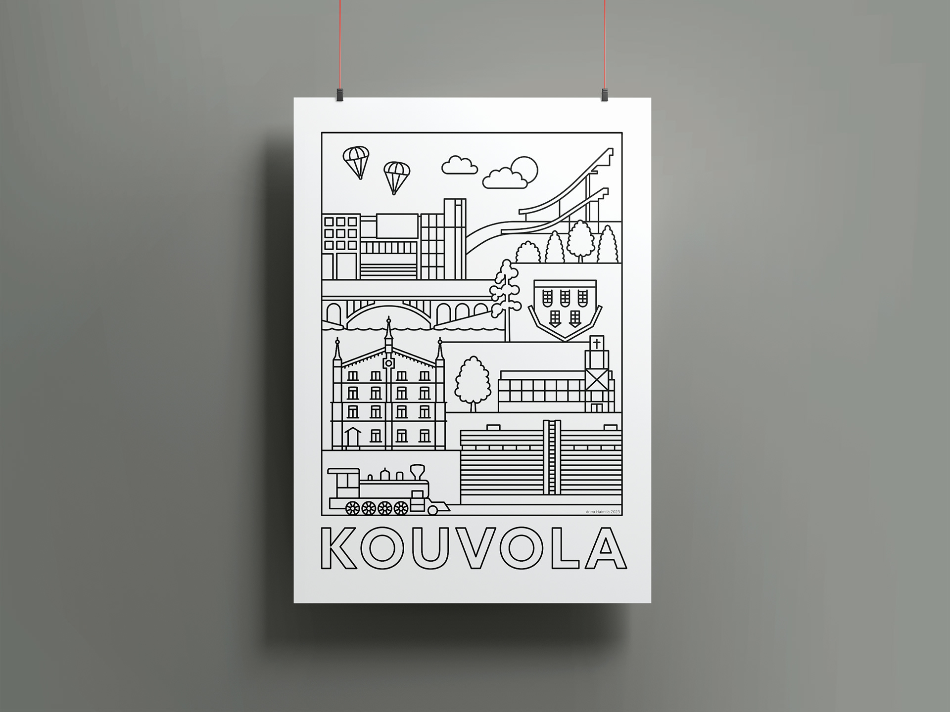 Kouvola nähtävyydet -juliste, Anna Haimila Graphics