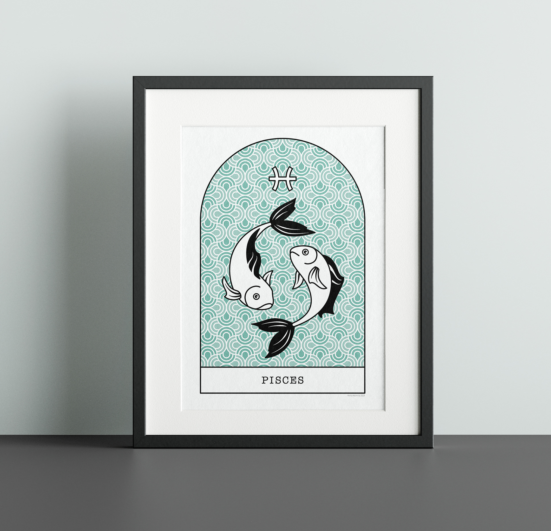 Kalat Pisces horoskooppijuliste Anna Haimila Graphics