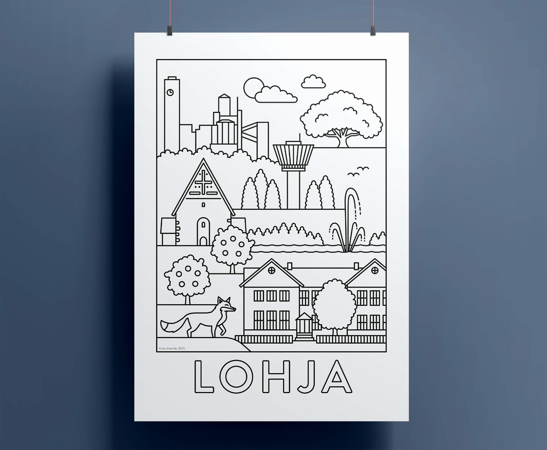 Lohja nähtävyydet juliste Anna Haimila Graphics