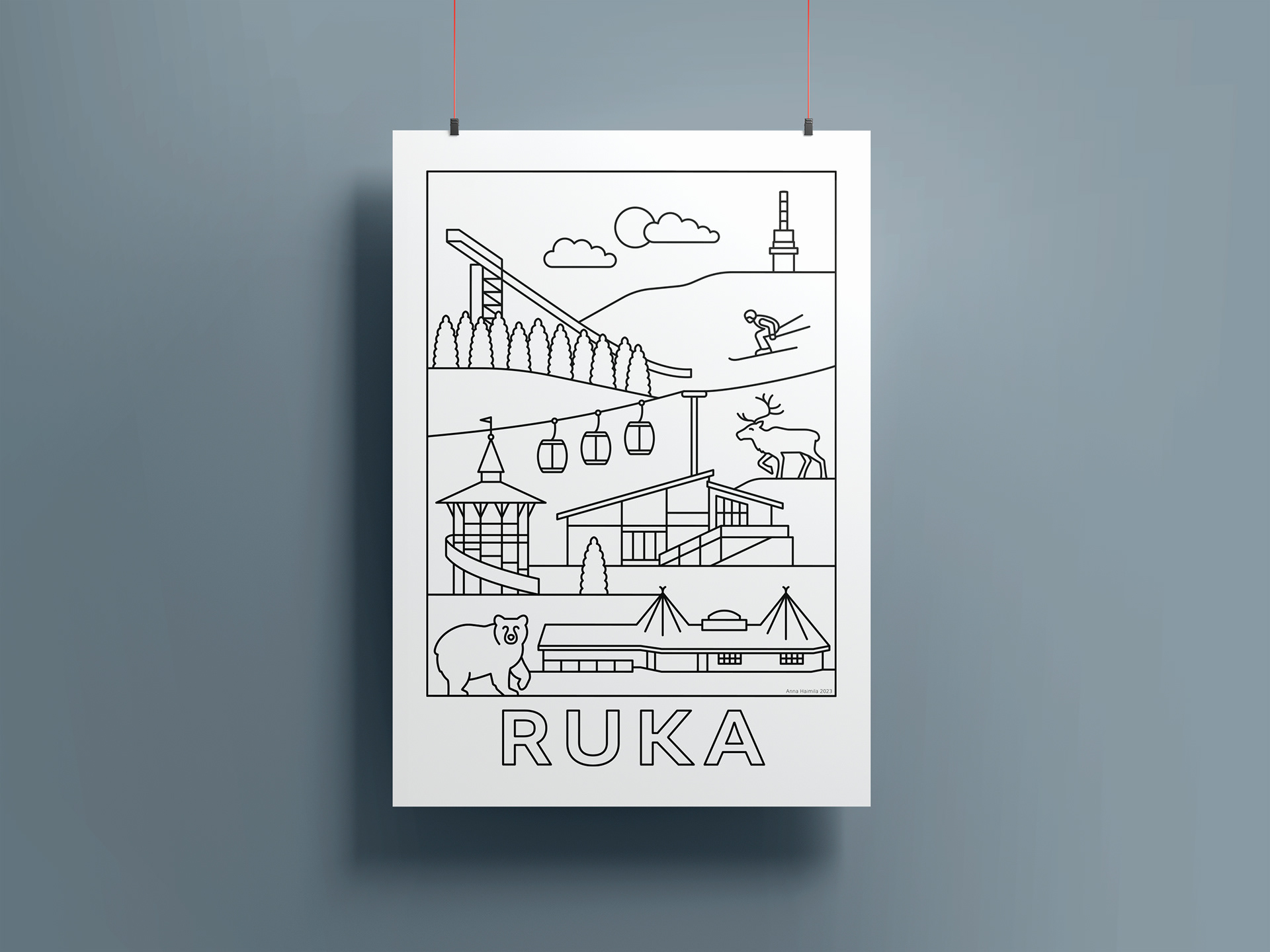 Ruka nähtävyydet -juliste, Anna Haimila Graphics