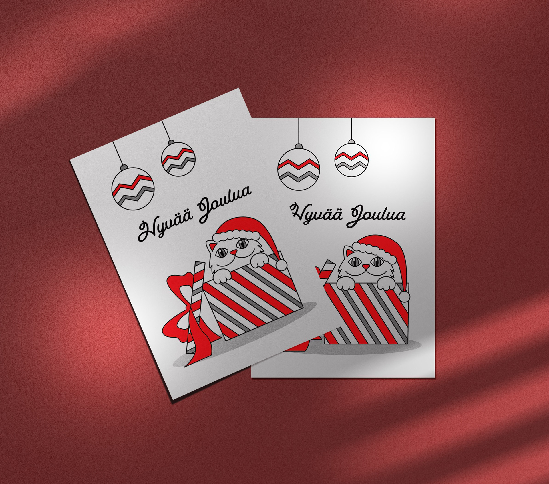 Joulukortti kissa