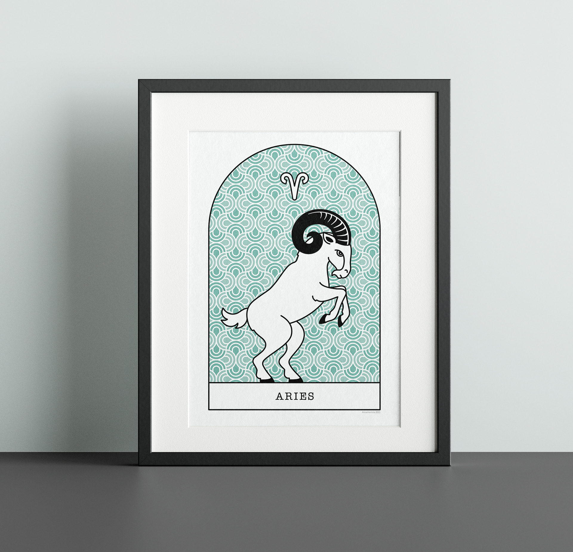 Oinas Aries horoskooppijuliste Anna Haimila Graphics