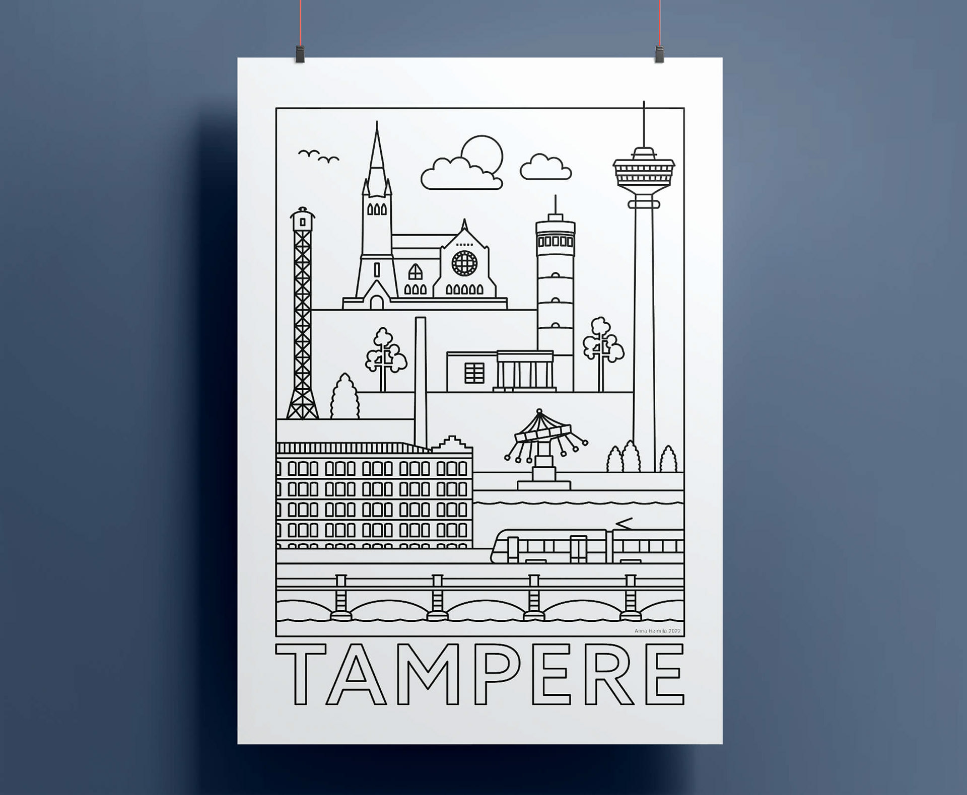 Tampere nähtävyydet juliste Anna Haimila Graphics