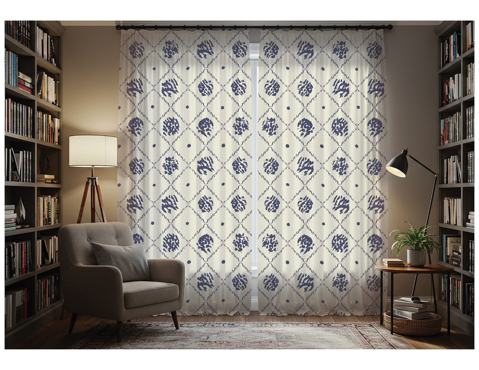 Curtains in a print from In the Margins