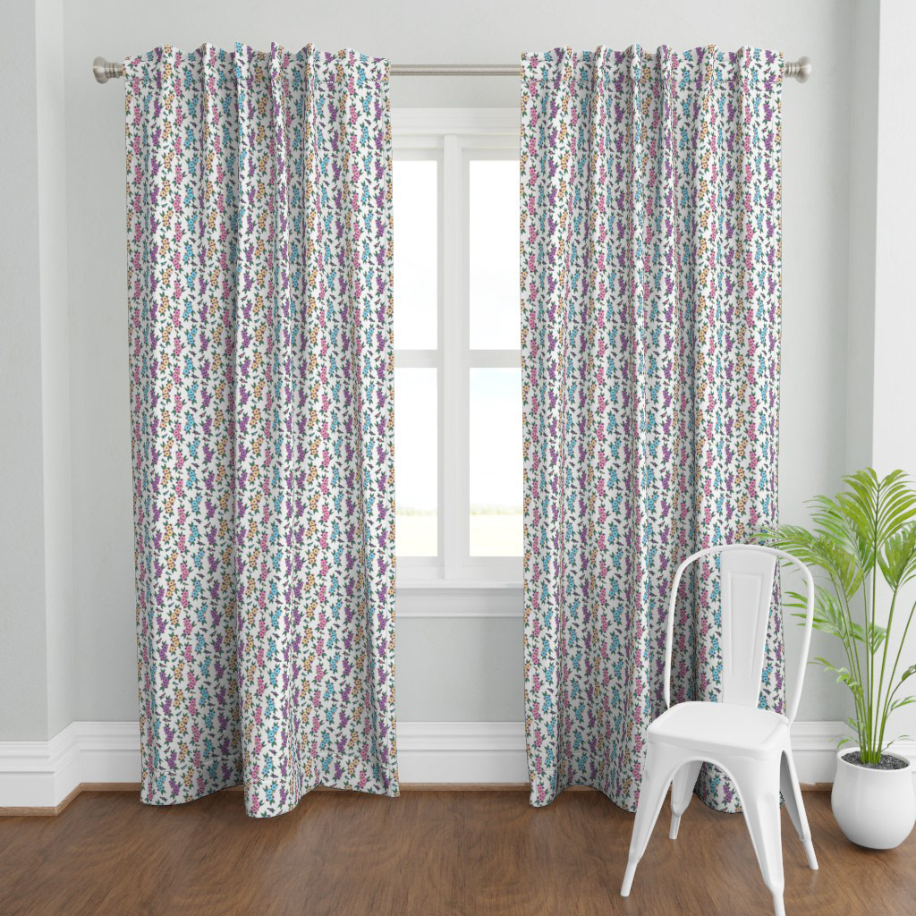 Spring Flower Stripe Curtains