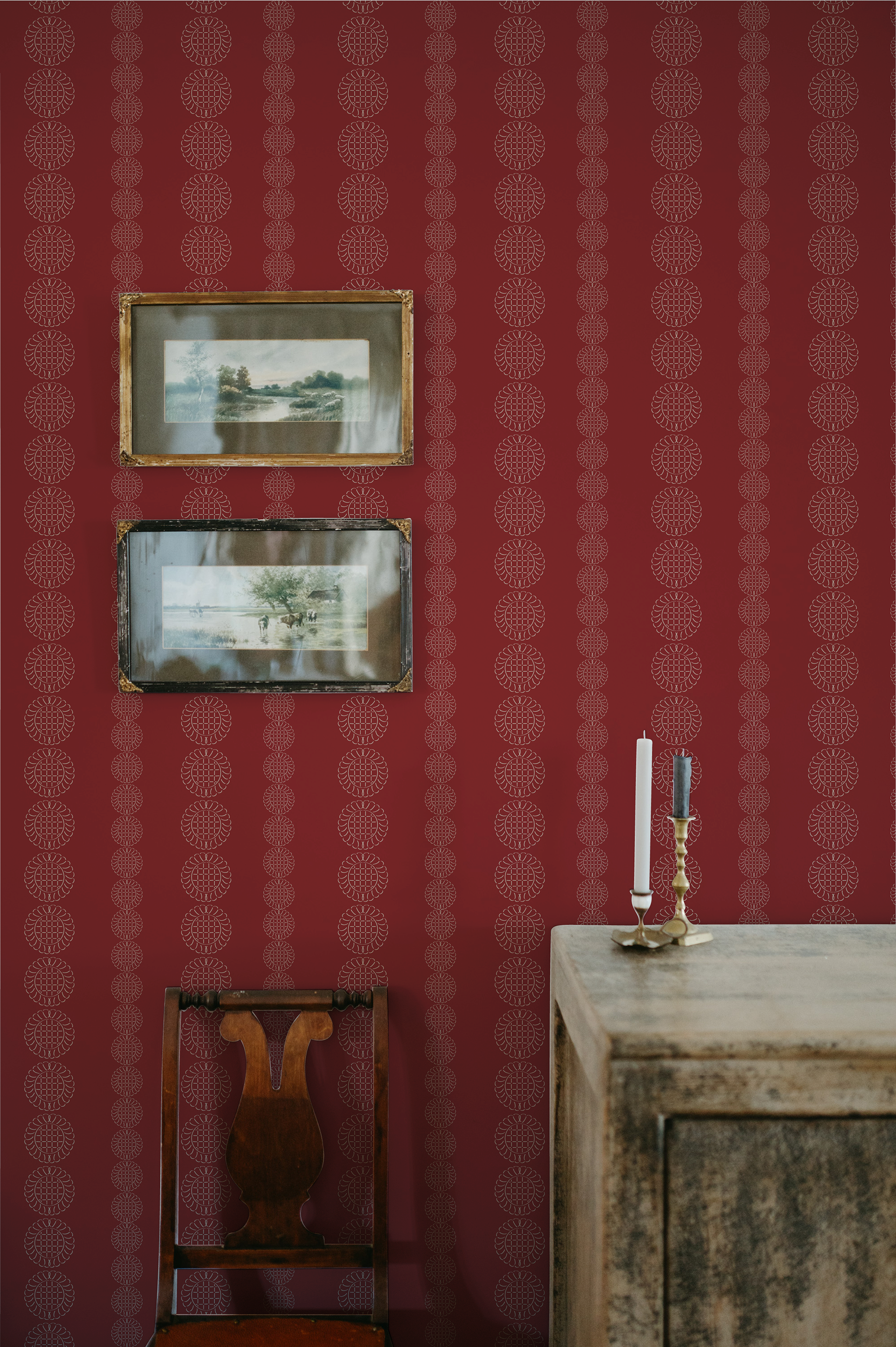 Wallpaper in a print from Sundae's Sewing Room