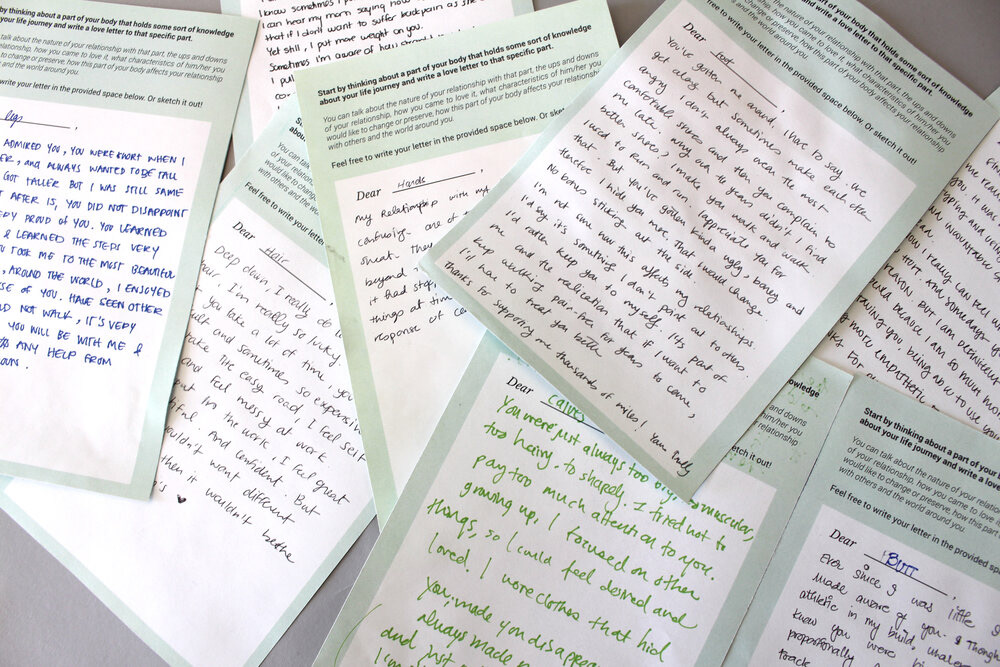 Write a letter to a body part (handwritten)
