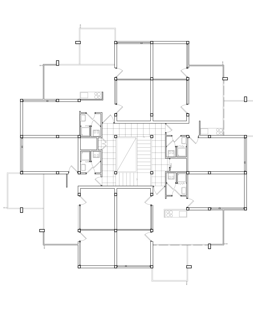 Block O | Original State in 1953 | © Drawing: Omar Mekati