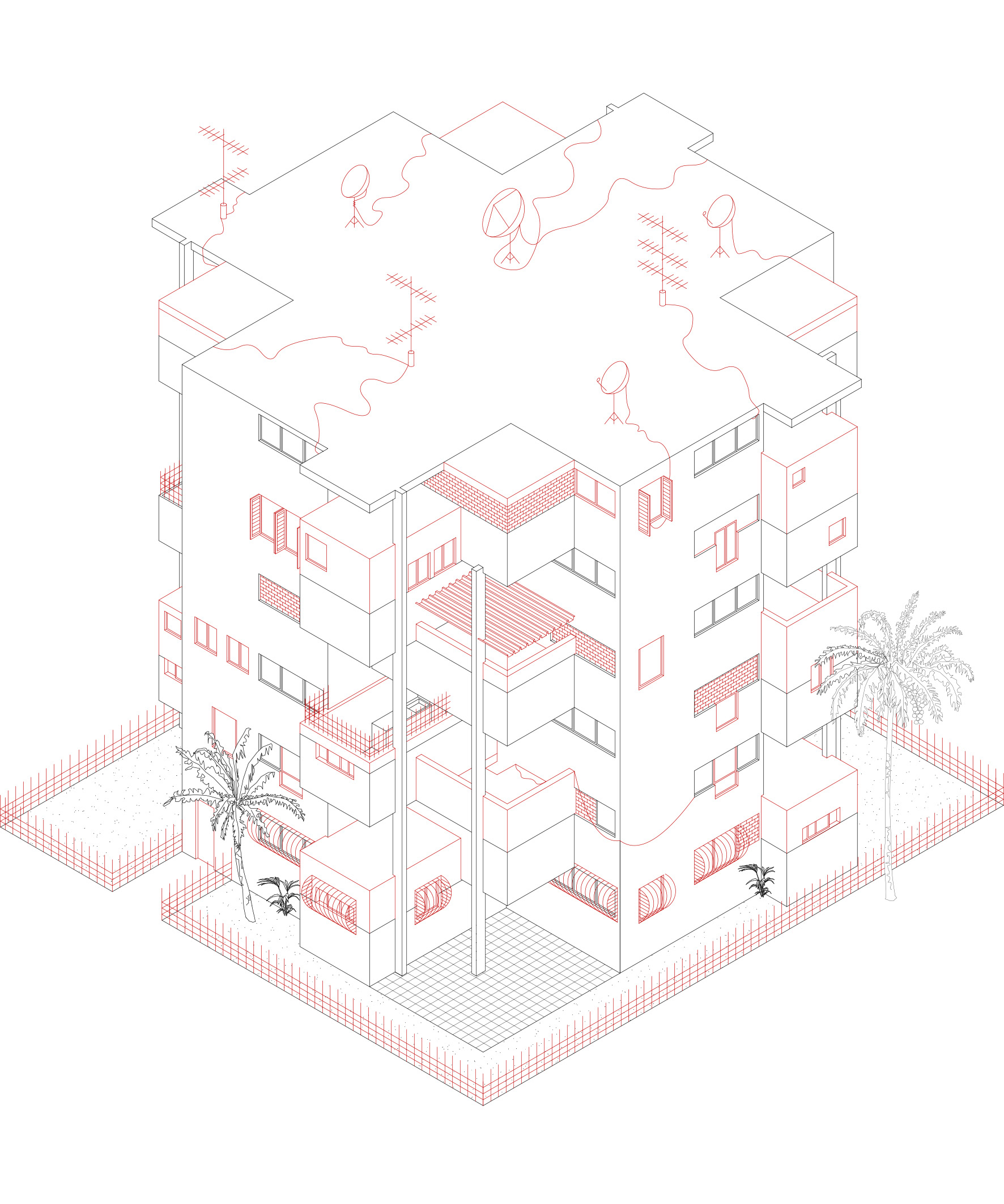Block O | Transformed State in 2018 | © Drawing: Omar Mekati