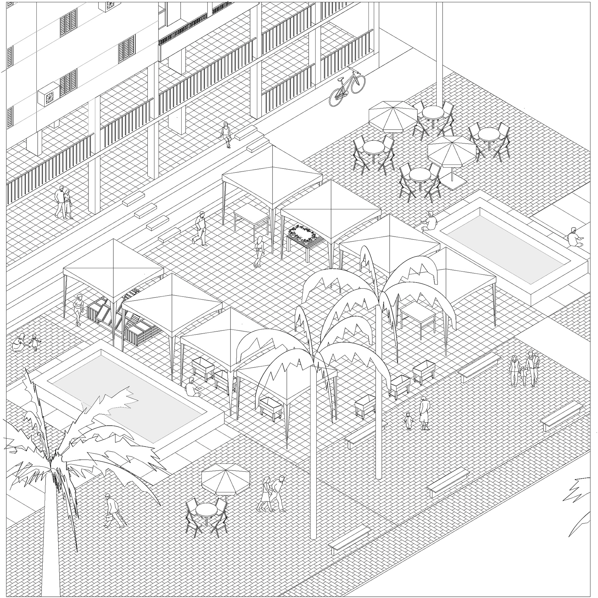 Aktivating pubic space © Drawing: Khaled Mostafa
