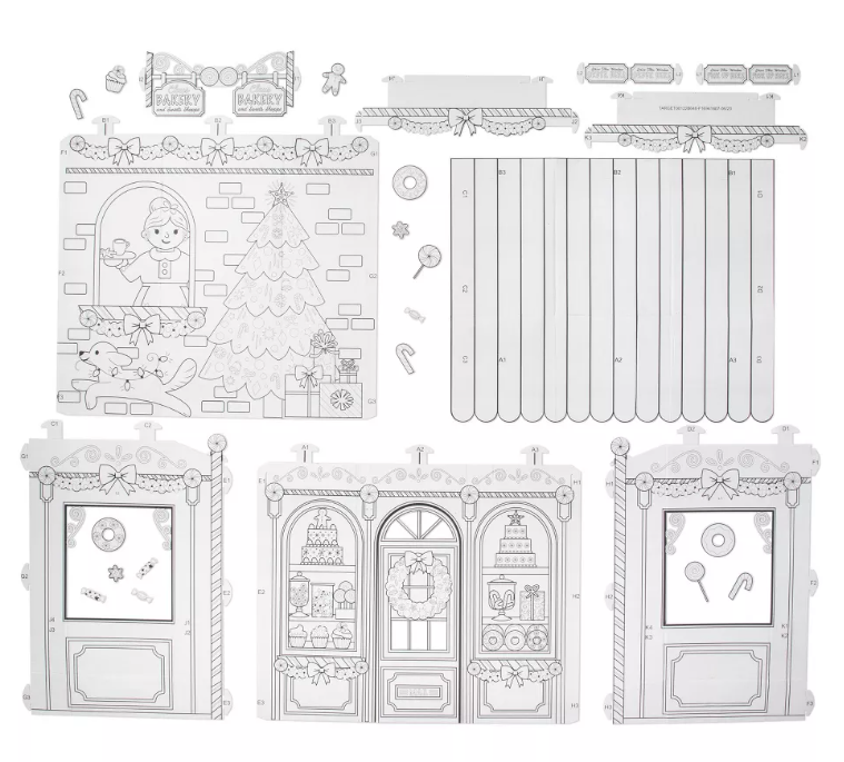 Flat line art and pieces for a 3D Cardboard Structure I collaborated on as a freelance design for Target's Mondo Llama brand.