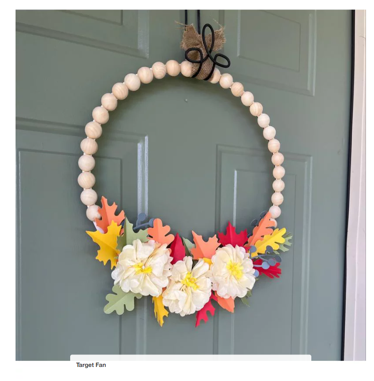 Consumer's photo of their finished wreath.  I designed this wreath kit for mass production for Target's Mondo Llama line.  I selected the components and created dielines for pieces as well as set up the technical specifications for mass manufacturing for this product.