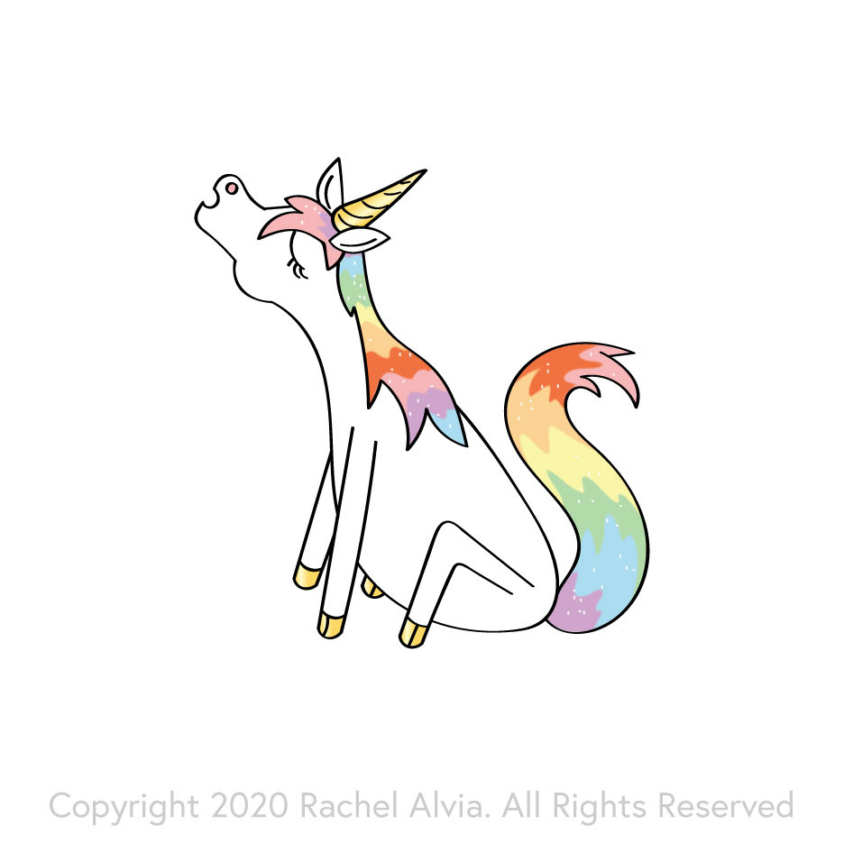 A unicorn in a frozen wolf pose.  Freelance Illustration I created for Gamely Games Froxen Unicorns.