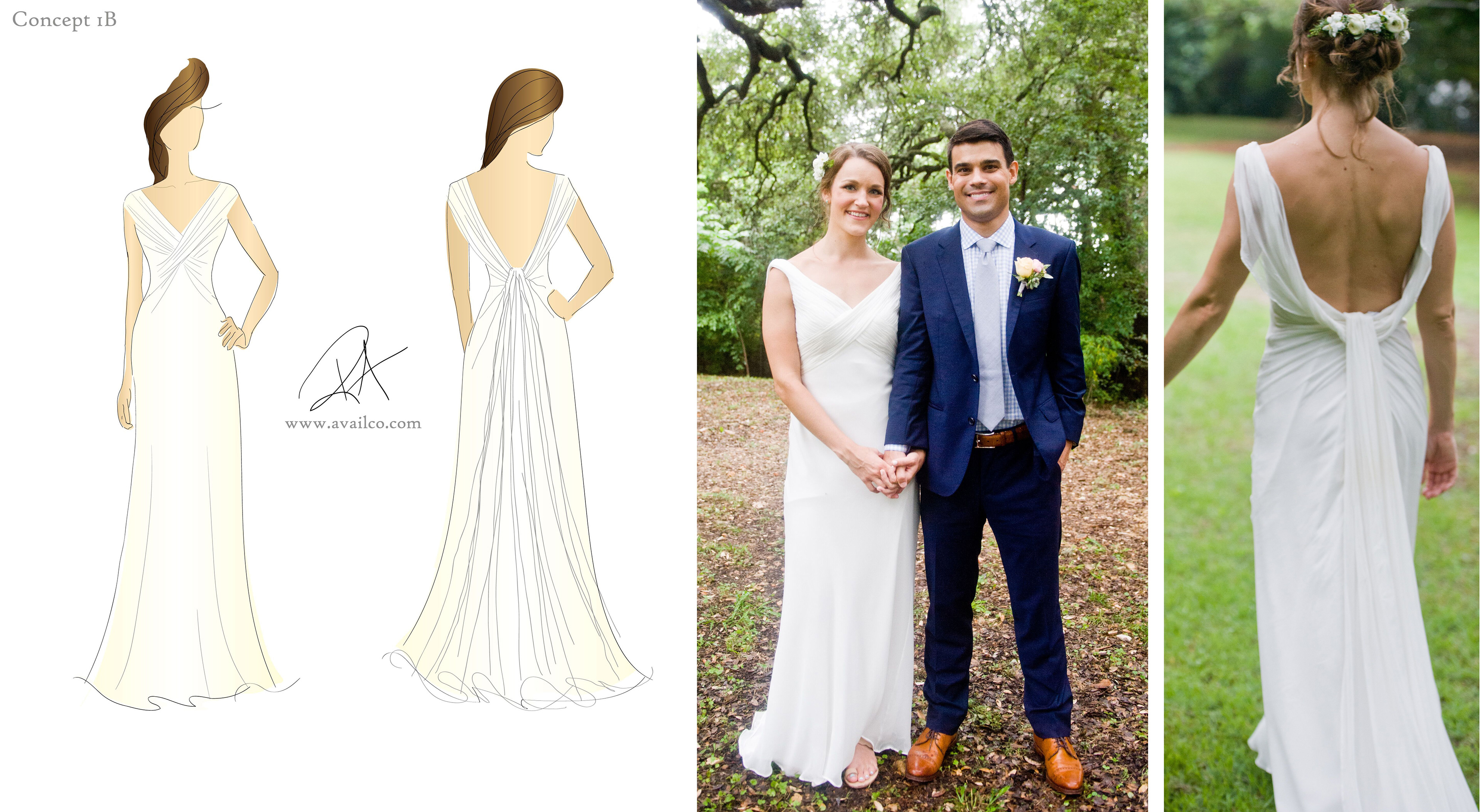 Wedding Dress fashion design.  I worked on this gown from concepting and sketching through to production, creating patterns, selecting materials and creating the beadwork design as well.