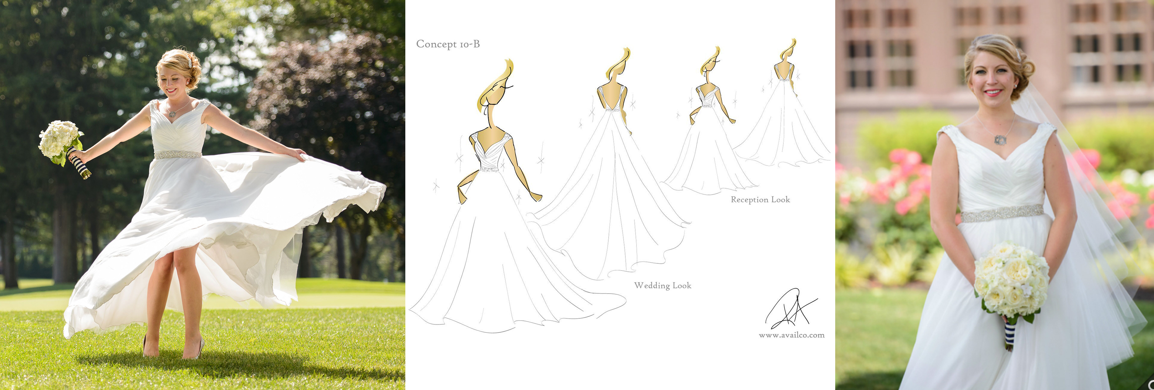 Wedding Dress fashion design.  I worked on this gown from concepting and sketching through to production, creating patterns, selecting materials and creating the beadwork design as well.