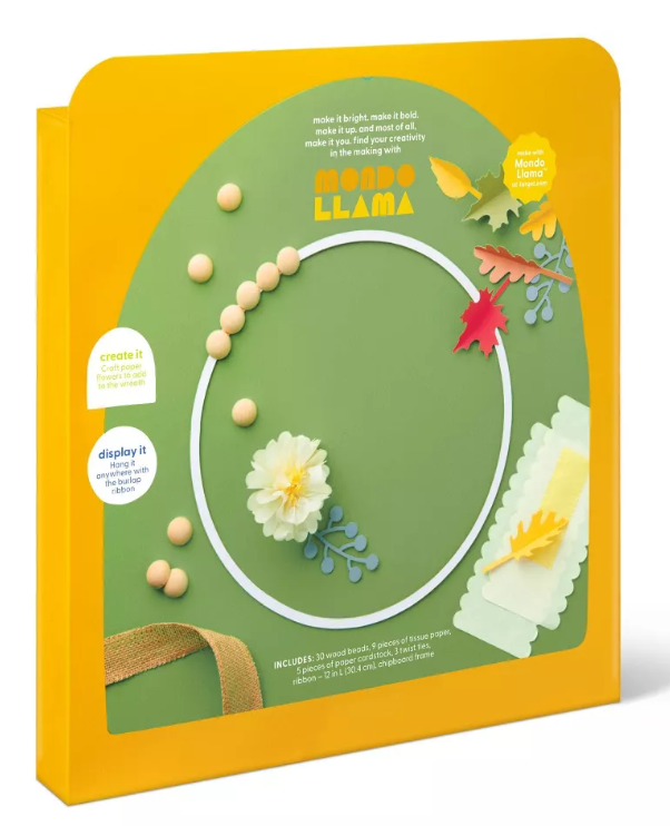 Back packaging for a wreath kit I designed for Target's Mono Llama line.  I collaborated with internal teams to select the components, create concept renderings and create the technical specifications for mass production.