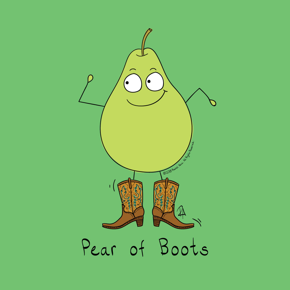Pear of Boots illustration I created.  Freelance illustrator focusing on kid's, children's and baby cartoons and illustrations.