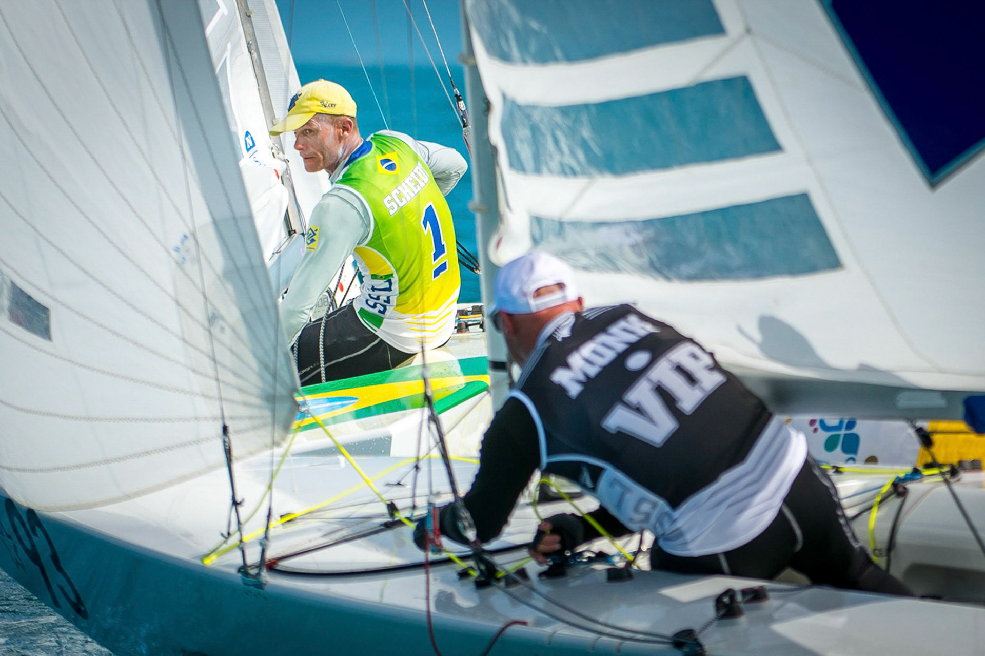 Bow: 98 // Sail: BRA 8494 // Skipper: Robert Scheidt BRA // Crew: Henry Boening BRA, Bow: 93 // Sail: NZL 8316 // Skipper: Sam Meech NZL // Crew: Craig Monk NZL