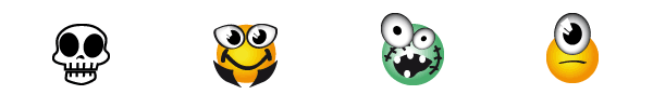 Animated emoticons Skull, Vampire, Zombie, Cyclops
