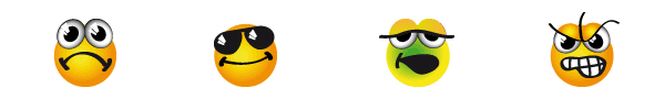 Animated emoticons Angry, Chill, Sick, Yelling