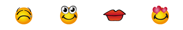Animated emoticons Sad, Tongue, Lips, Love