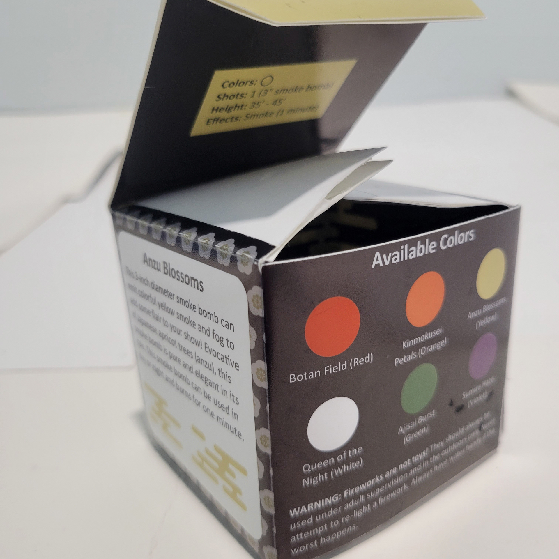 The back of the smoke bomb box.