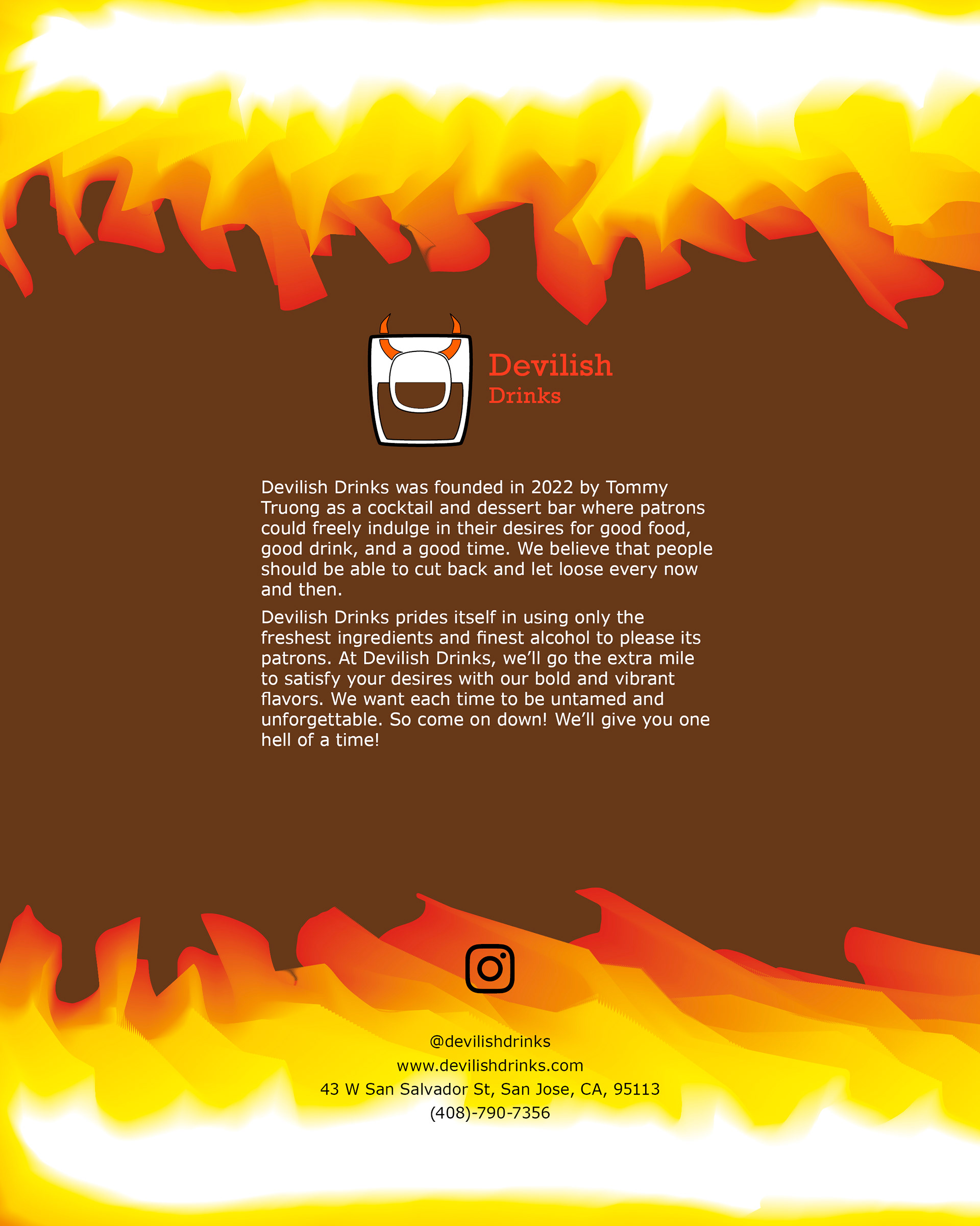 The back of the menu as seen digitally.