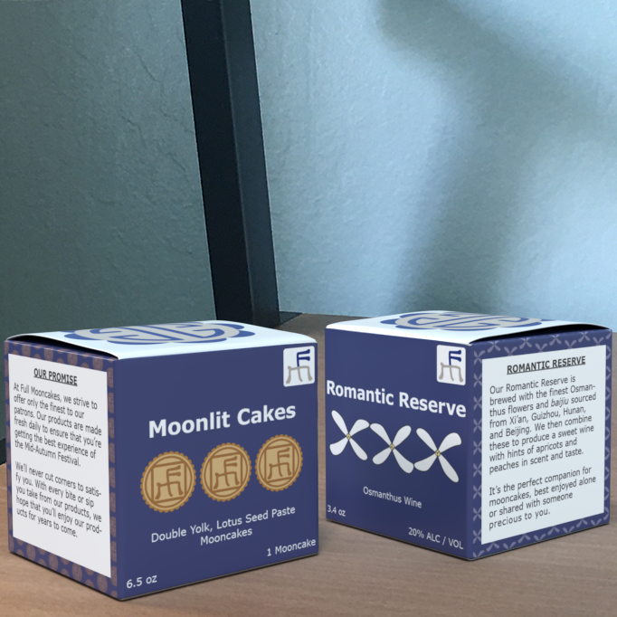 A mockup shot of the boxes on a desk.