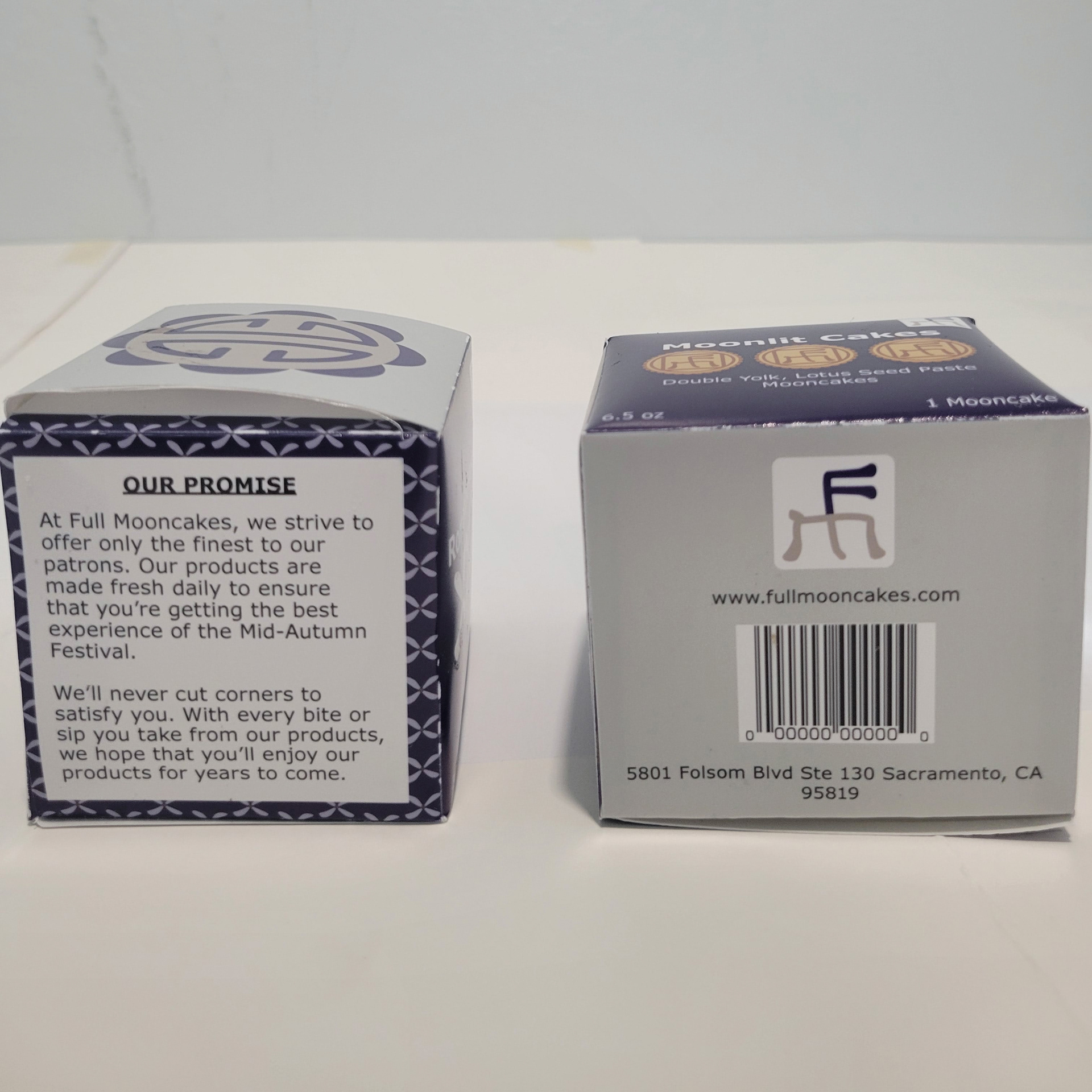 Each box features a company statement on one side and contact info on the bottom.